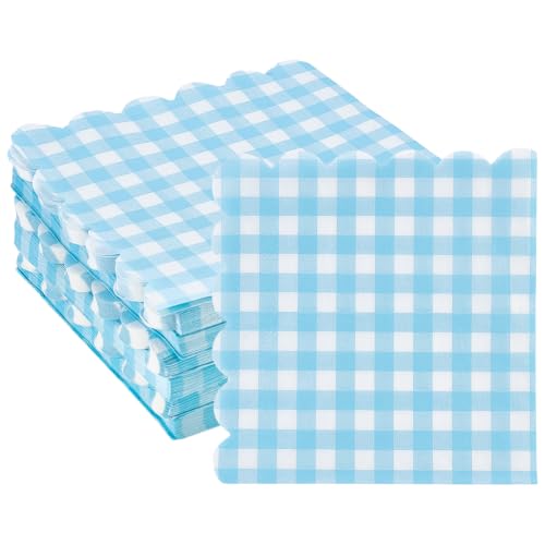 BENECREAT serviettes papier 150pcs bleu ciel carreaux