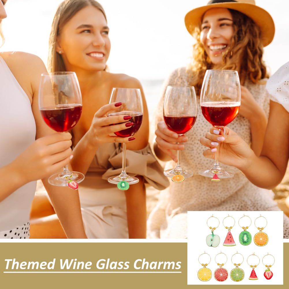 BENECREAT Breloque Verre à Vin Émail Fruits 44mm x9