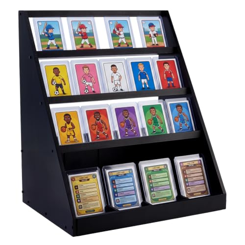 BENECREAT présentoir cartes trading bois noir 3 niveaux