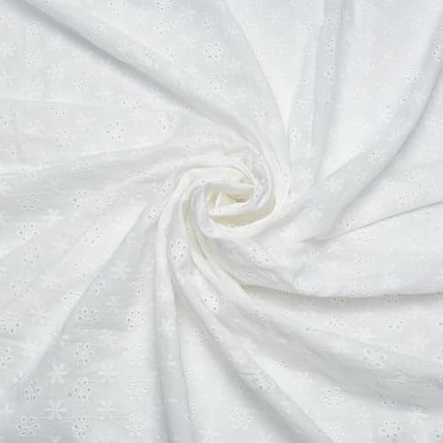 BENECREAT Tissu dentelle coton blanc 153x91 cm