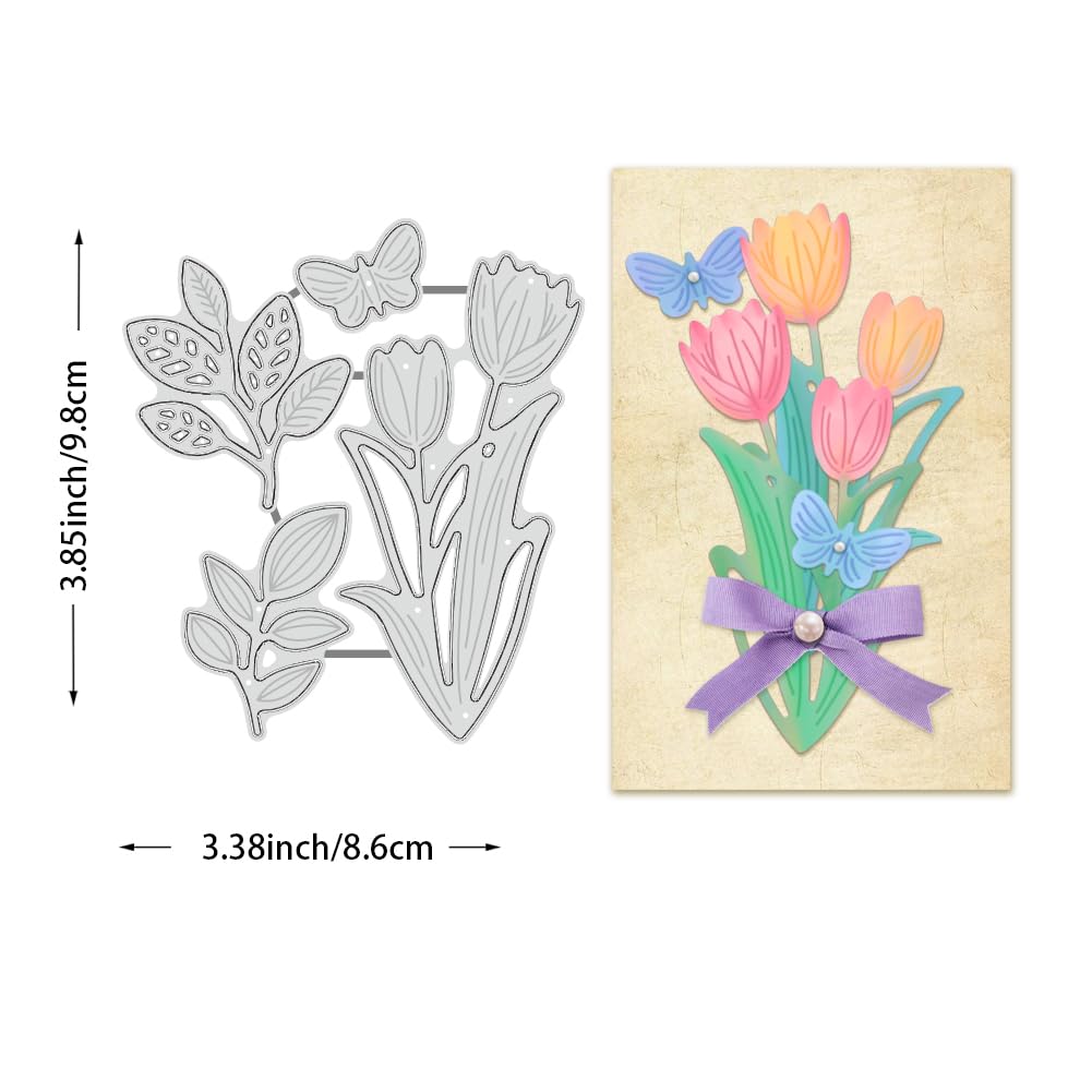 BENECREAT Feuille Tulipe matrice de découpe scrapbooking acier 0,8 mm