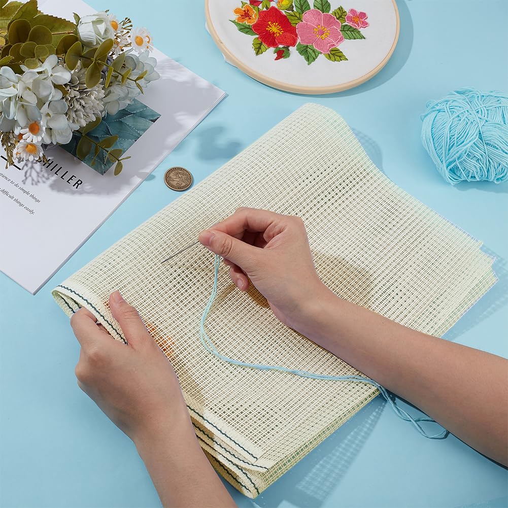 BENECREAT Toile Point de Croix Tissu Broder 100x31,5 cm Blanchâtre