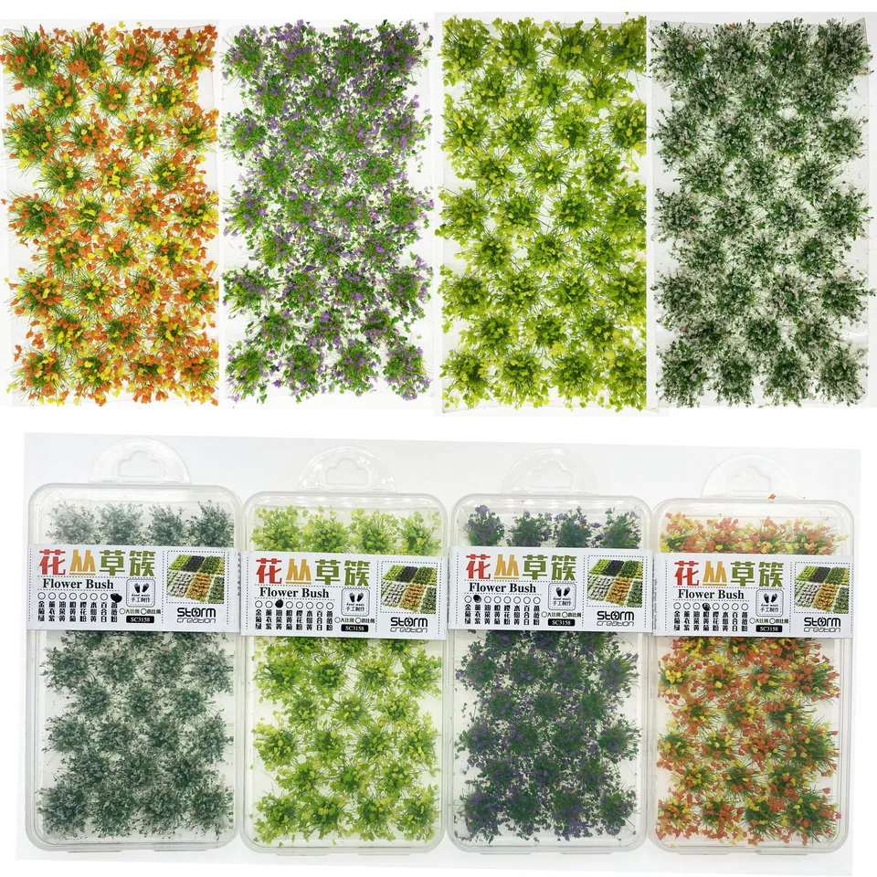 Cayway Touffes Fleurs Miniatures 128 pcs 4 Couleurs Paysage