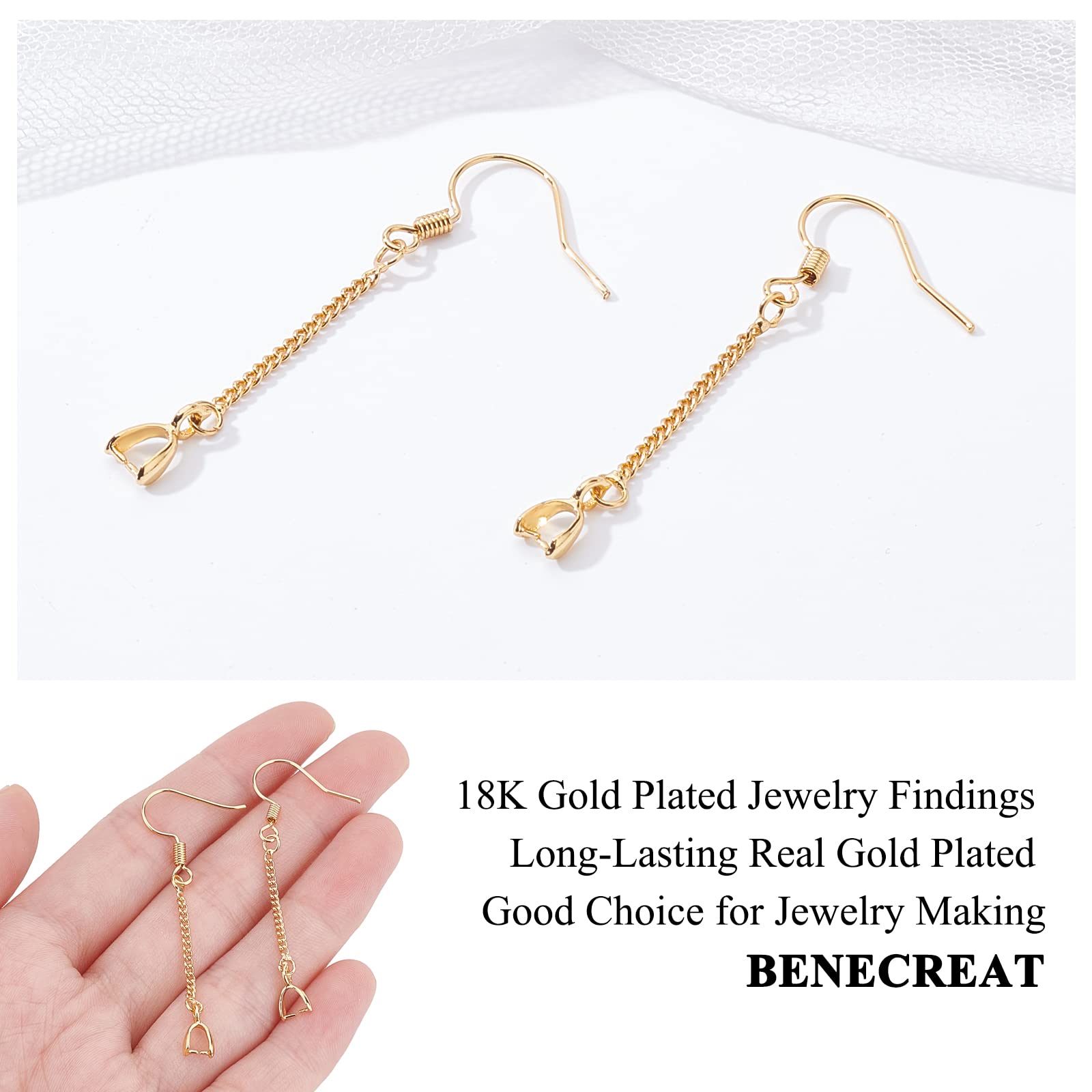BENECREAT Crochet Boucle Oreille Laiton Doré 30 Paires