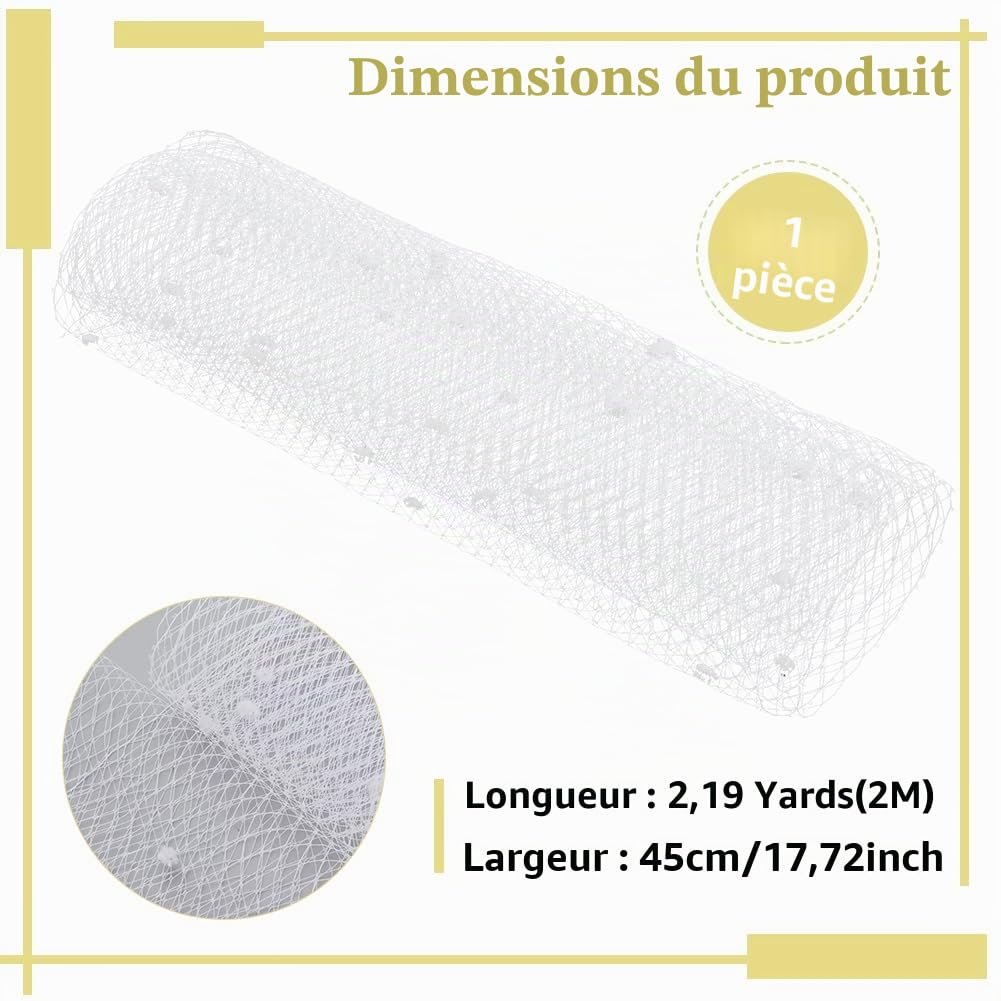BENECREAT Tulle Voile Blanc Organza 2 m x 45 cm