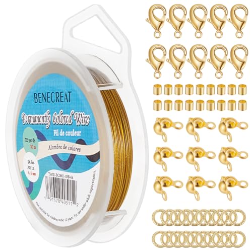 BENECREAT Kit fil acier 0,5mm 30m fermoirs dorés 520 pcs