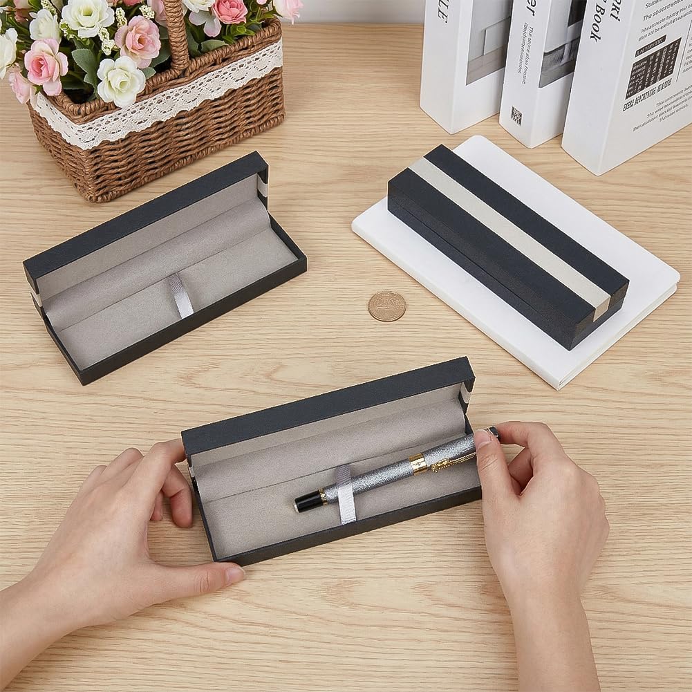 BENECREAT boîte cadeau stylo noir plastique lot 3 rembourrée