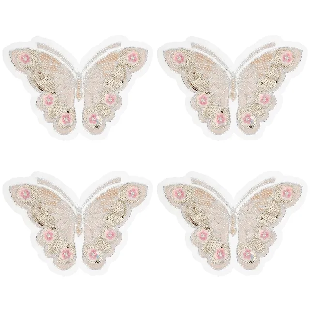 BENECREAT Patch Papillon Rose Applique Paillettes 17,5x25,2cm