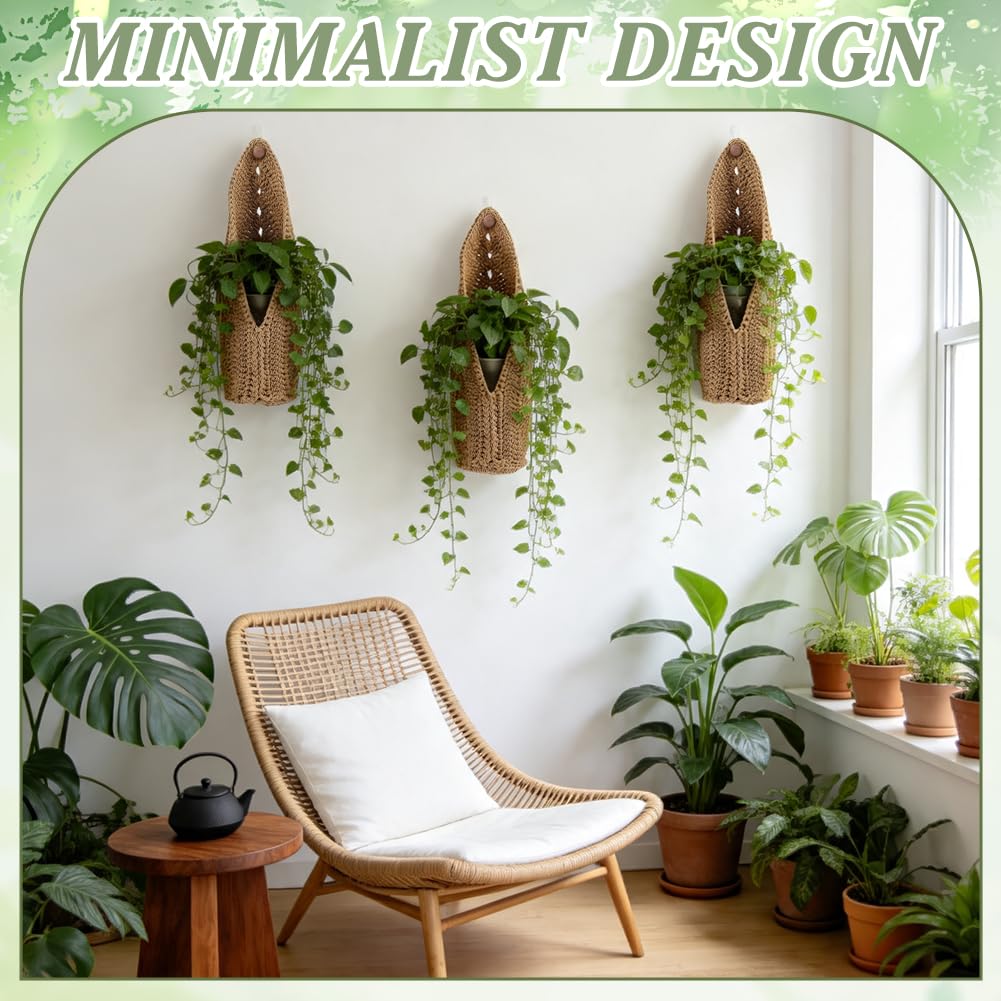 BENECREAT Suspension Macramé Plante Coton Beige Lot de 4