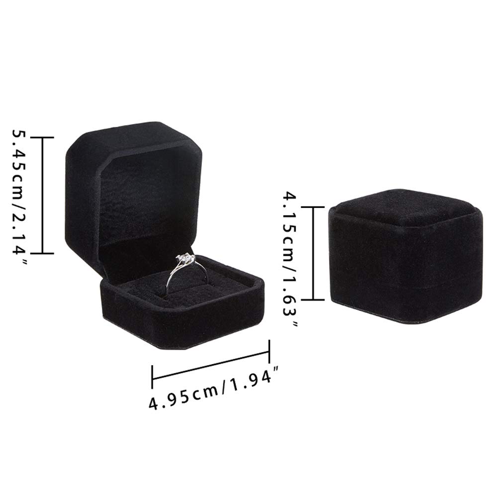BENECREAT Boîte Bague Velours Noir 10 Pièces Carrée