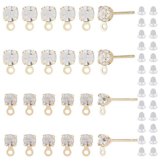 BENECREAT clous zircone plaqué or 18K 80 pcs trou 1 mm