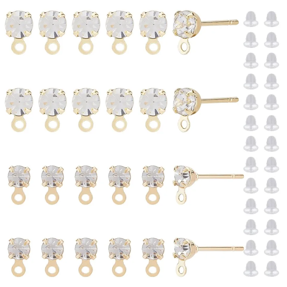BENECREAT clous zircone plaqué or 18K 80 pcs trou 1 mm