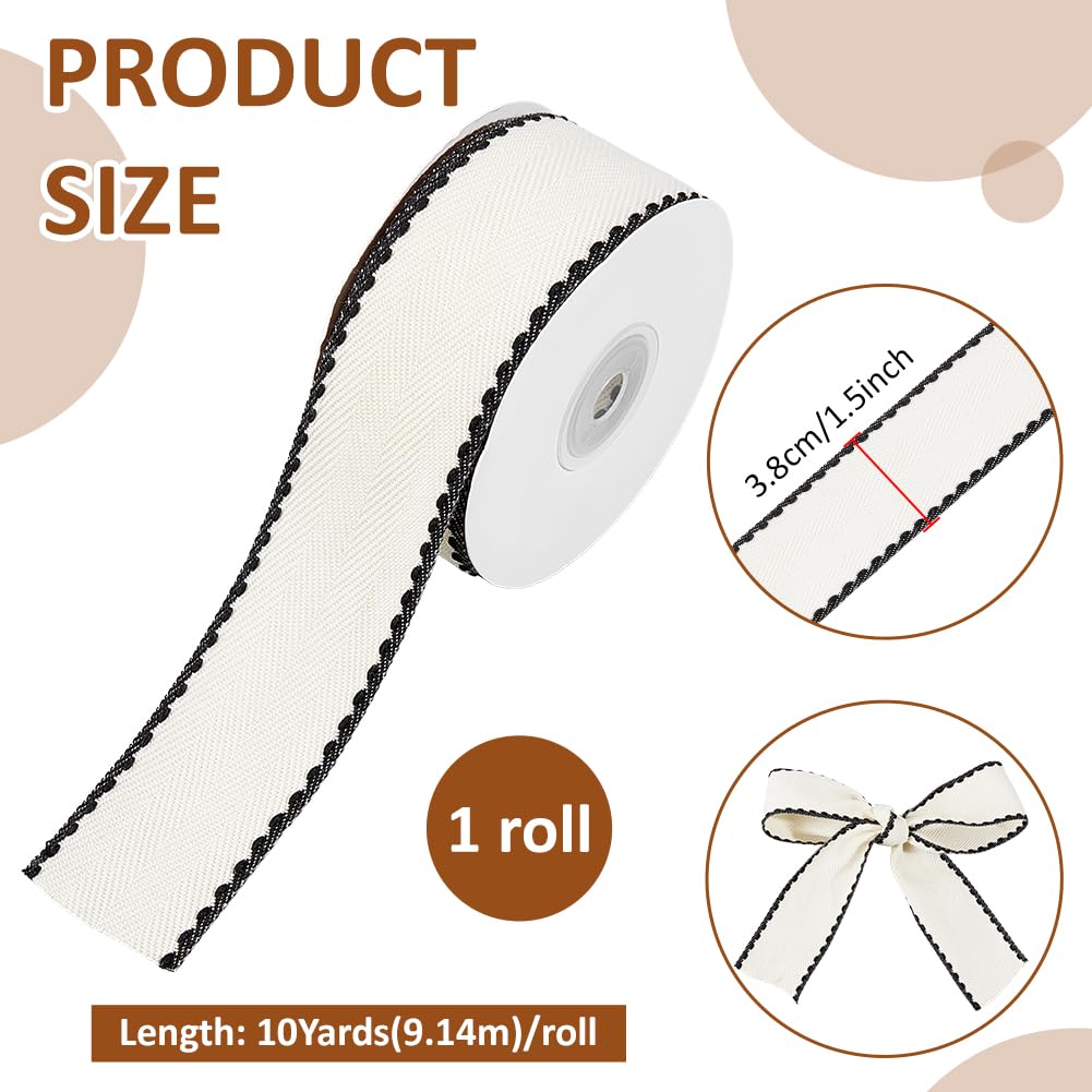 BENECREAT ruban rayures beige polyester 9,14 m x 38 mm