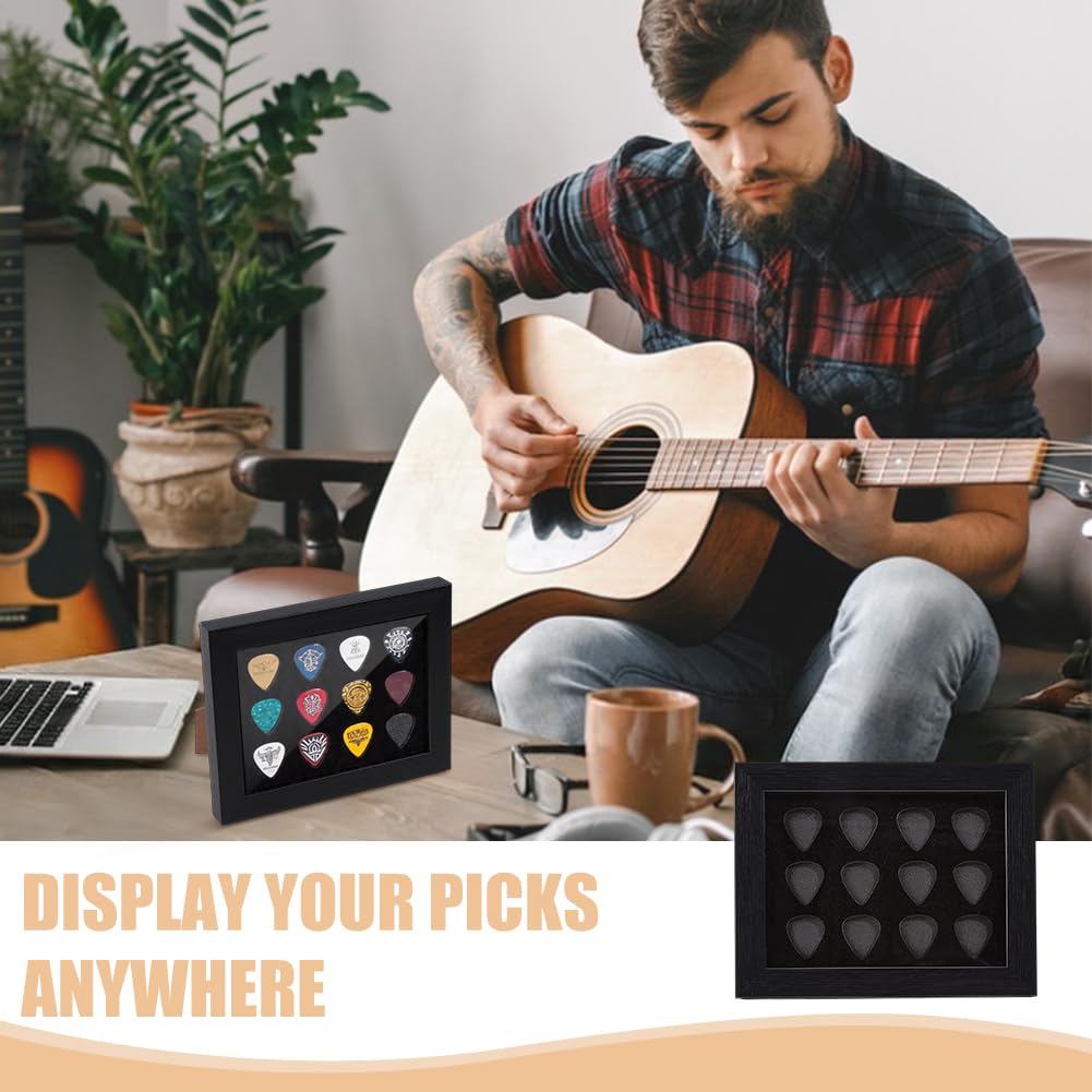 BENECREAT cadre affiche 12 médiators guitare noir 20x16cm