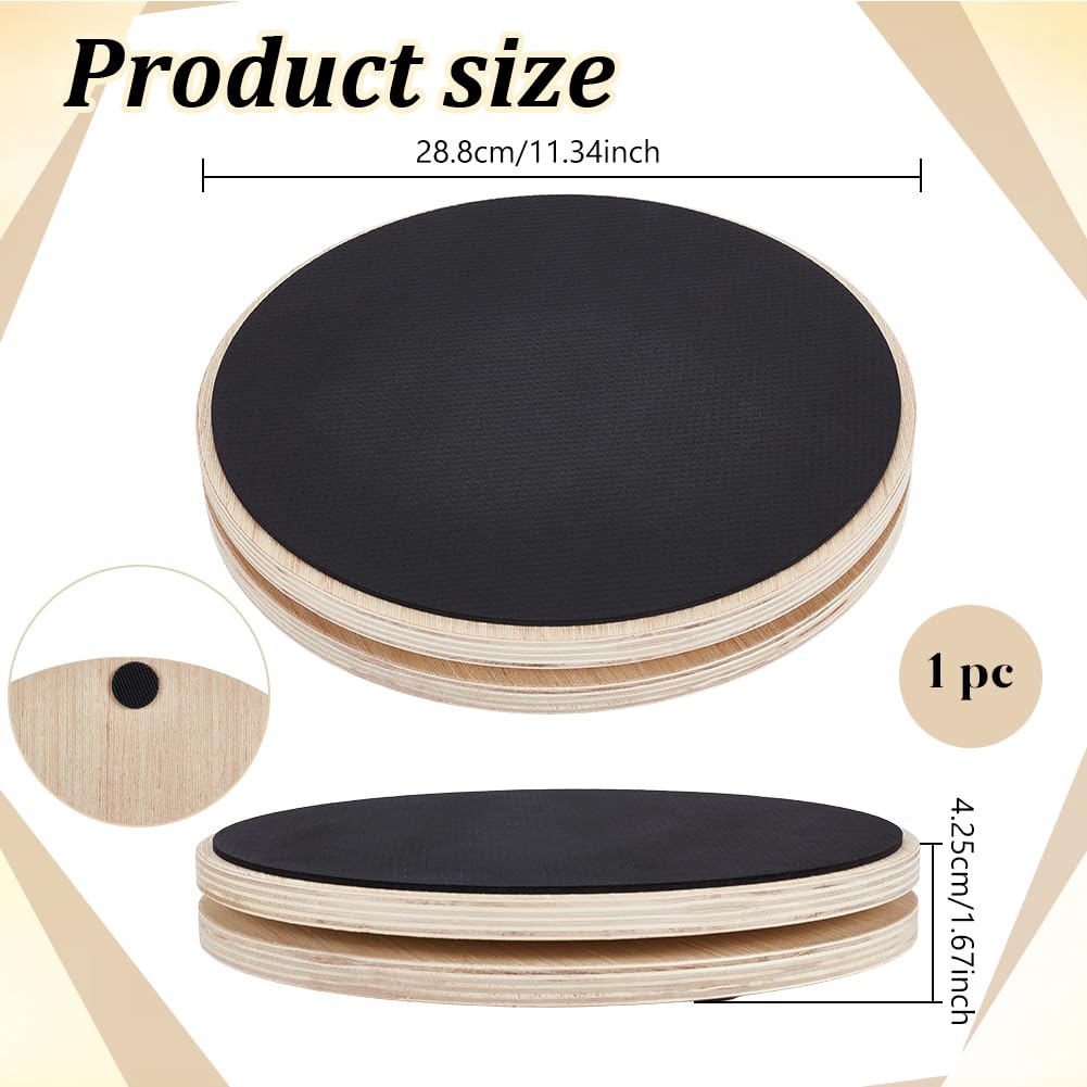 BENECREAT Planche Équilibre Bois Base Ronde 288mm Noir