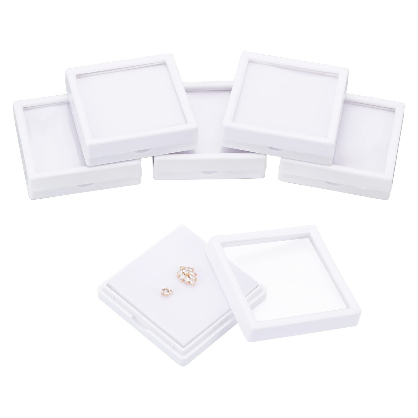 BENECREAT boîte bijoux blanc 4x4x1,5cm lot 24 velours