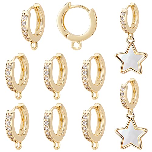 BENECREAT Créoles Zircon Plaqué Or 18K Rondes 10 Pcs
