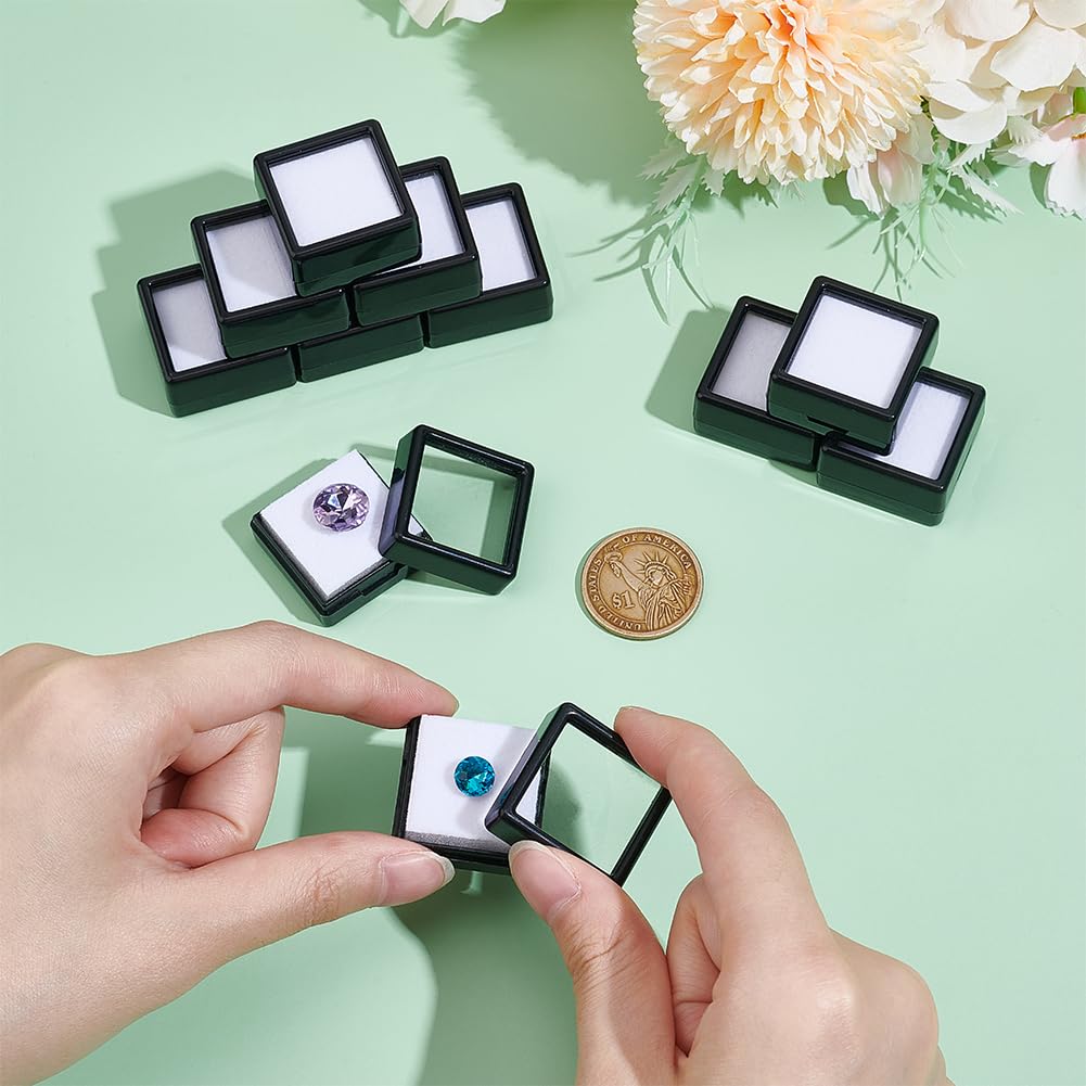 BENECREAT Boîte Gemme Noire 29,5mm Plastique 70 Pièces Carrée