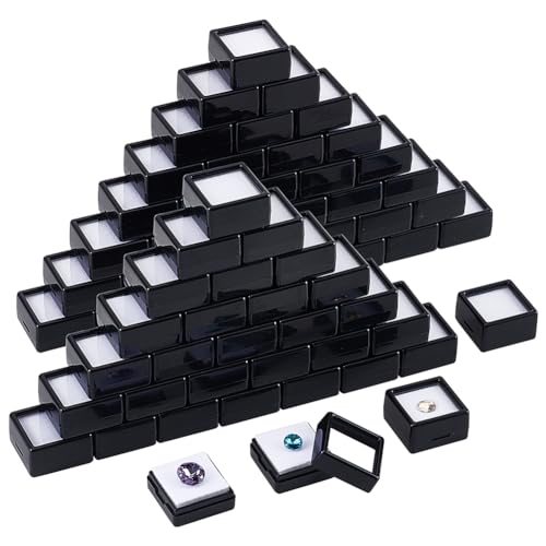 BENECREAT Boîte Gemme Noire 29,5mm Plastique 70 Pièces Carrée