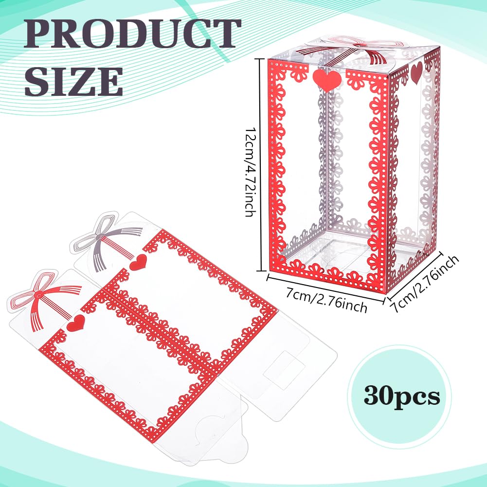 BENECREAT Boîte cadeau plastique rouge 7x7x12cm lot de 30