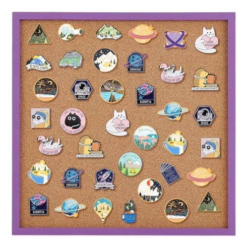 BENECREAT tableau liège carré violet 30x30cm cadre bois
