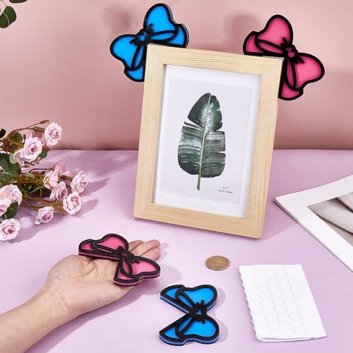 BENECREAT Nœuds Décoration Écran Acrylique Rose Bleu x4