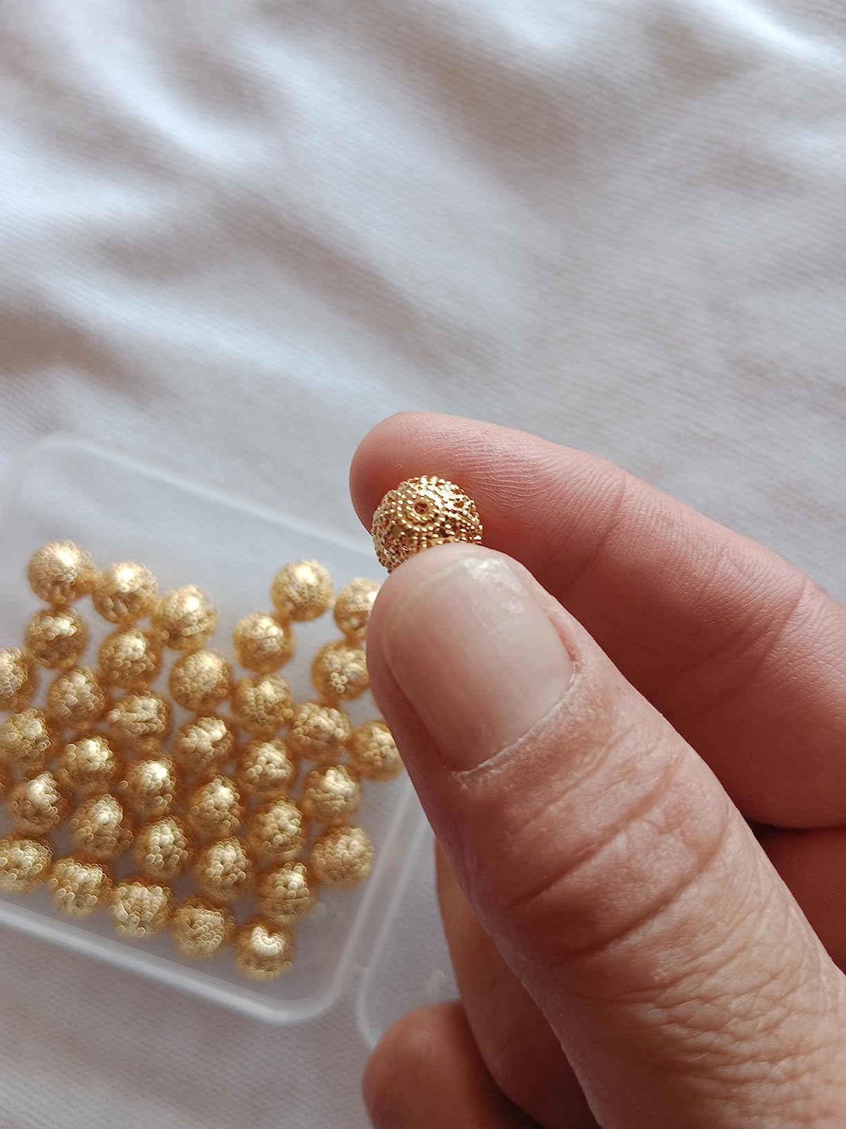 BENECREAT Perles filigrane plaqué or 10mm x40