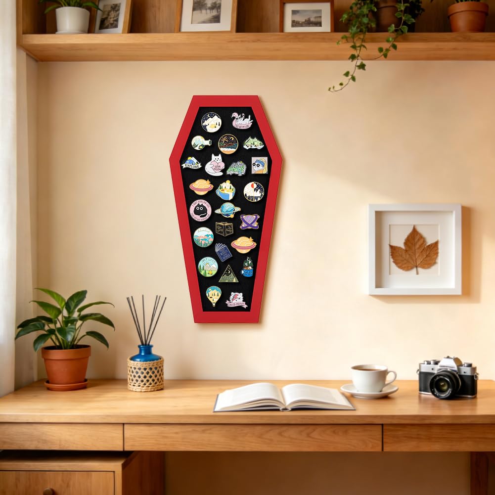 BENECREAT tableau feutrine cercueil rouge foncé 40x20cm