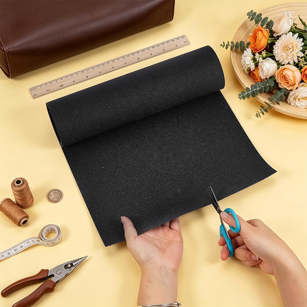 BENECREAT Rouleau Simili Cuir Noir 150x30 cm 1,2 mm