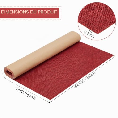 BENECREAT Patch Lin Auto-Adhésif Rouge Foncé 2m Canapé
