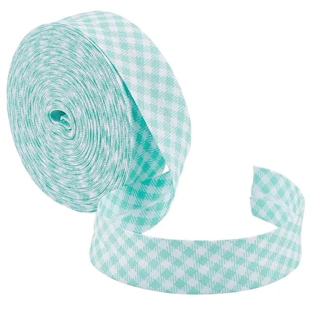 BENECREAT biais coton tartan turquoise 20mm 10m