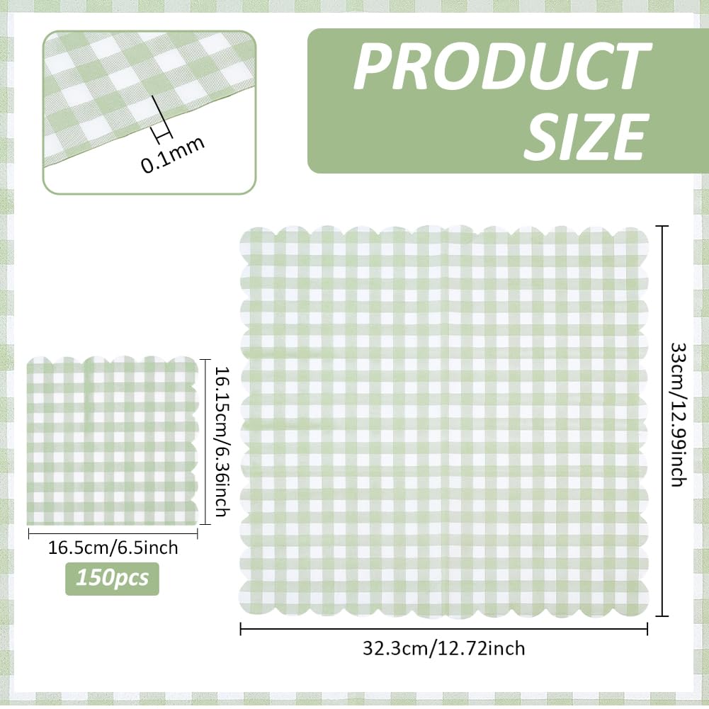 BENECREAT serviettes papier 150pcs vert carreaux