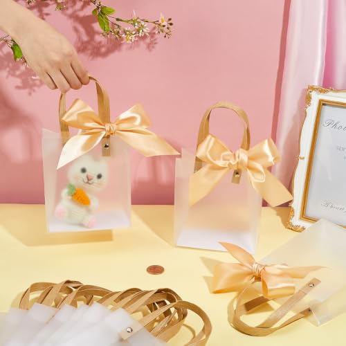 BENECREAT sac cadeau transparent lot 12 avec poignées 15cm