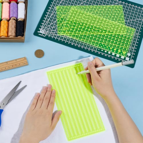 BENECREAT Pochoirs Sashiko Acrylique Vert Jaune Lot 3