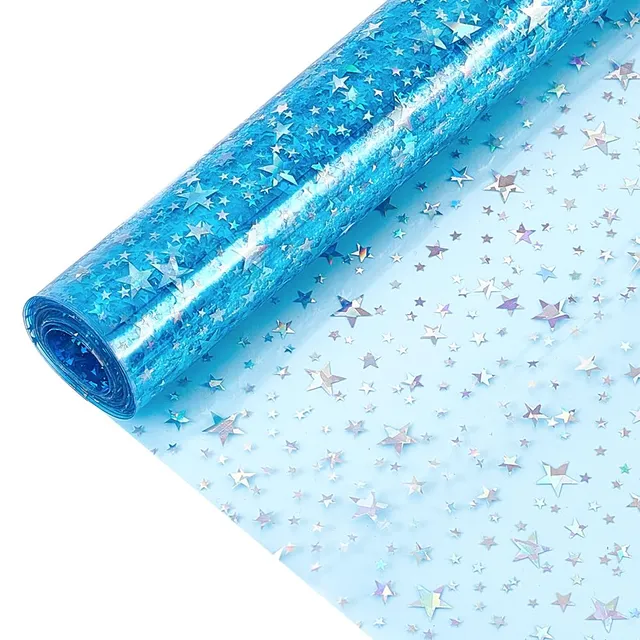 BENECREAT Feuille Vinyle Holographique Bleu Ciel Lot 2