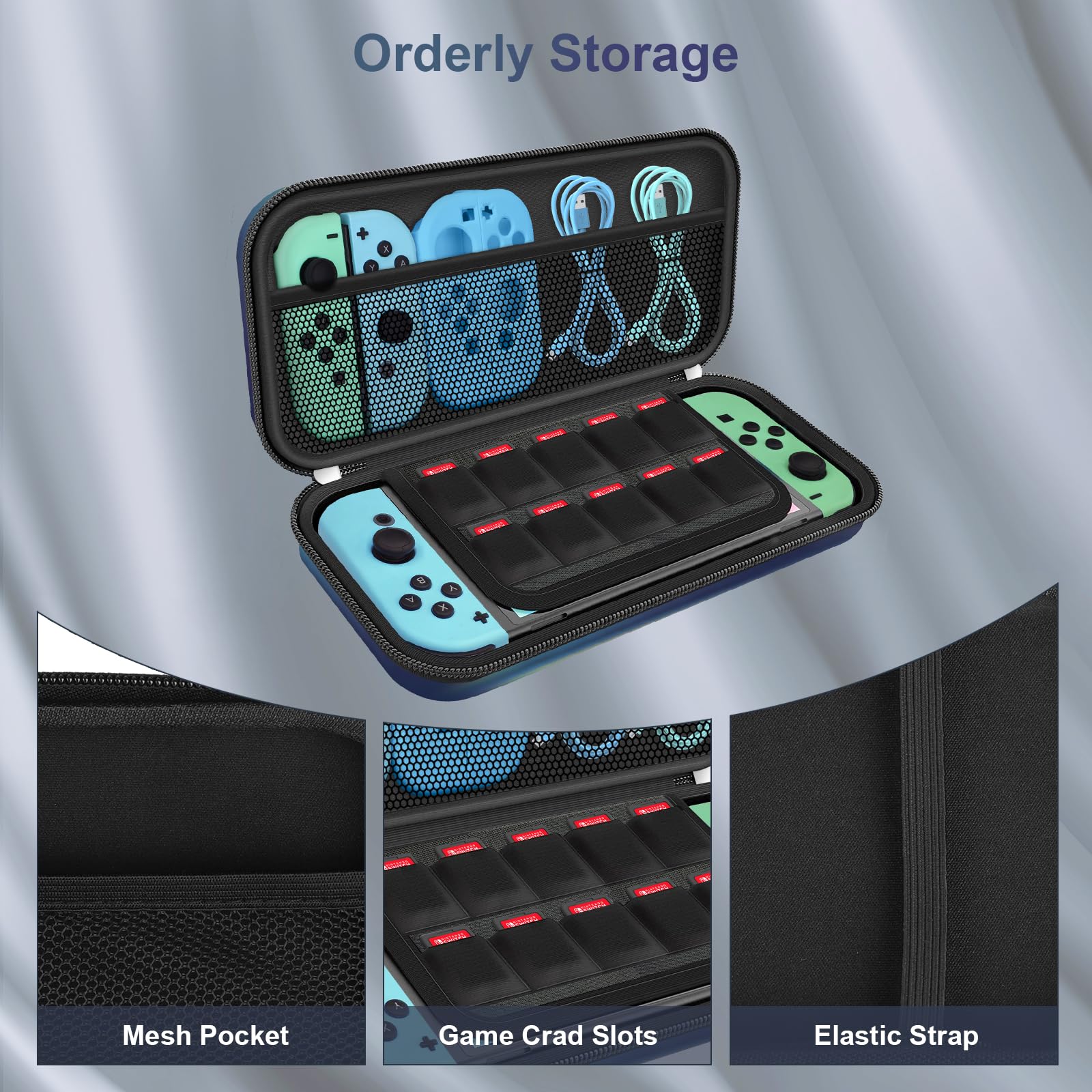 JYPS Pochette Transport Switch OLED Noire 10 en 1 Rigide