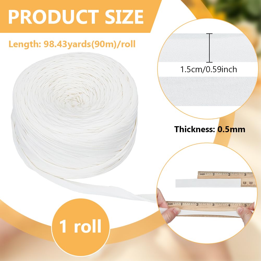 BENECREAT fil similicuir plat 15mm blanc 90m crochet