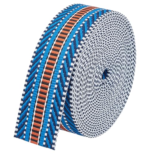BENECREAT Ruban Jacquard Rayures 38mm Bleu Foncé 4,6m Polyester