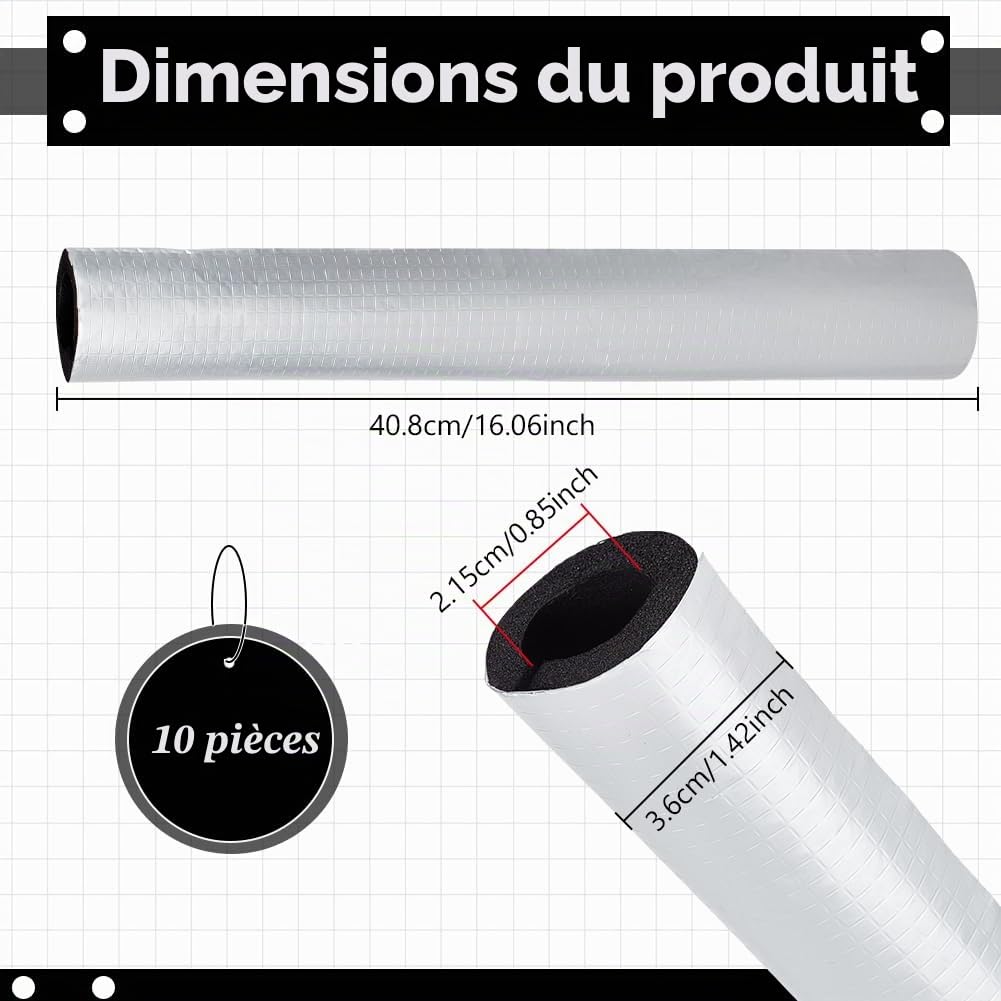 BENECREAT isolation tuyau mousse adhésive 21,5mm lot 10
