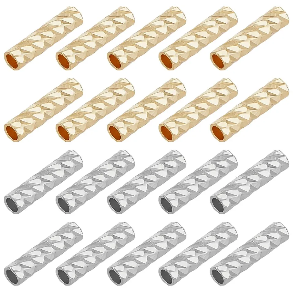 BENECREAT perles tubes dorées 10x2mm lot 100