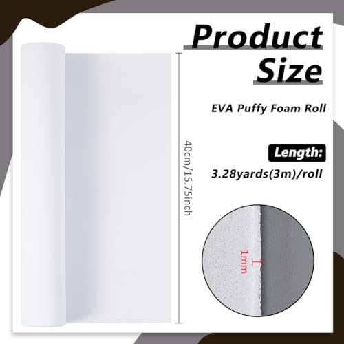 BENECREAT mousse EVA blanche adhésive 3 m x 40 cm 1 mm