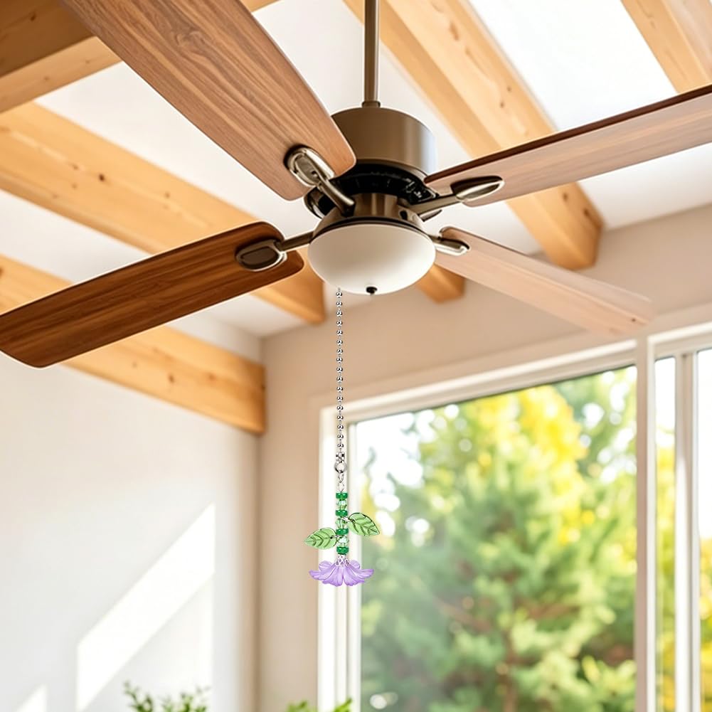 BENECREAT Fleur chaîne de tirage ventilateur bleu violet 2 pcs