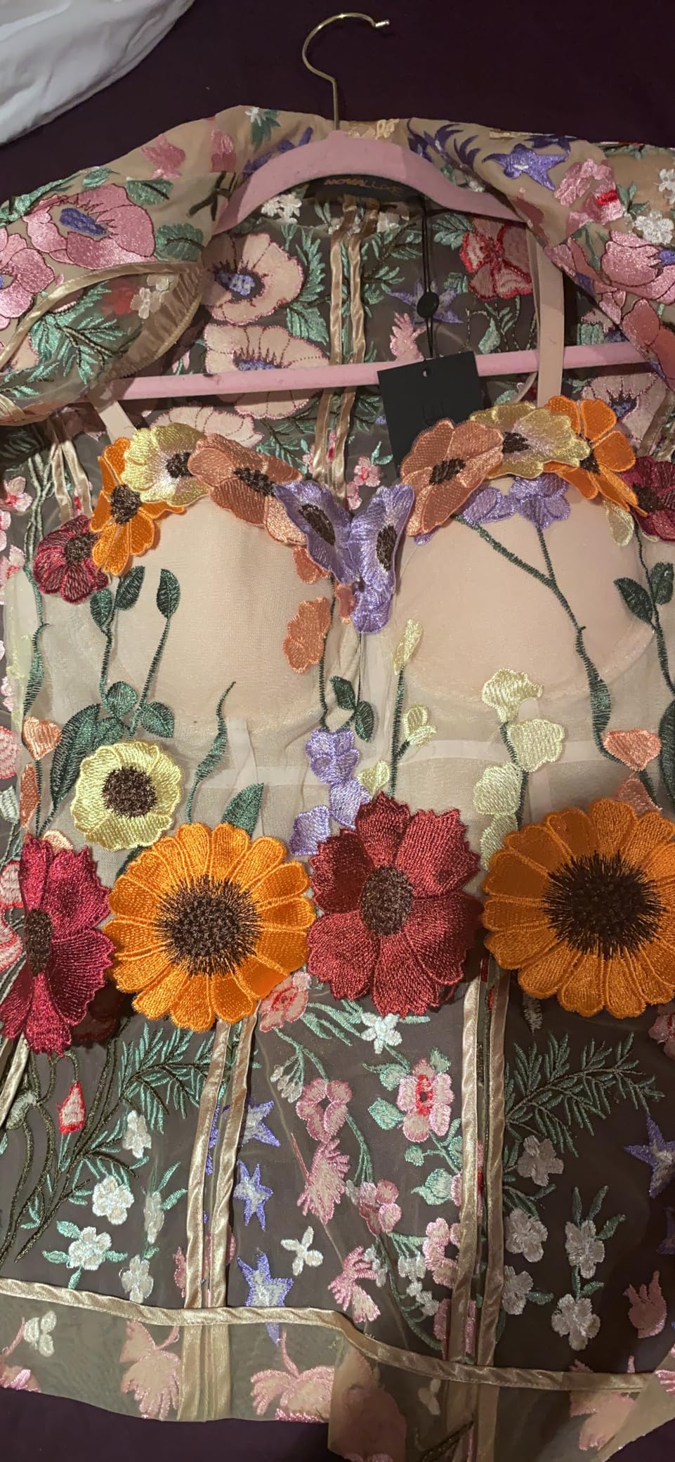 BENECREAT Tissu Dentelle Fleurs Brodées 3D 140 cm Mariage