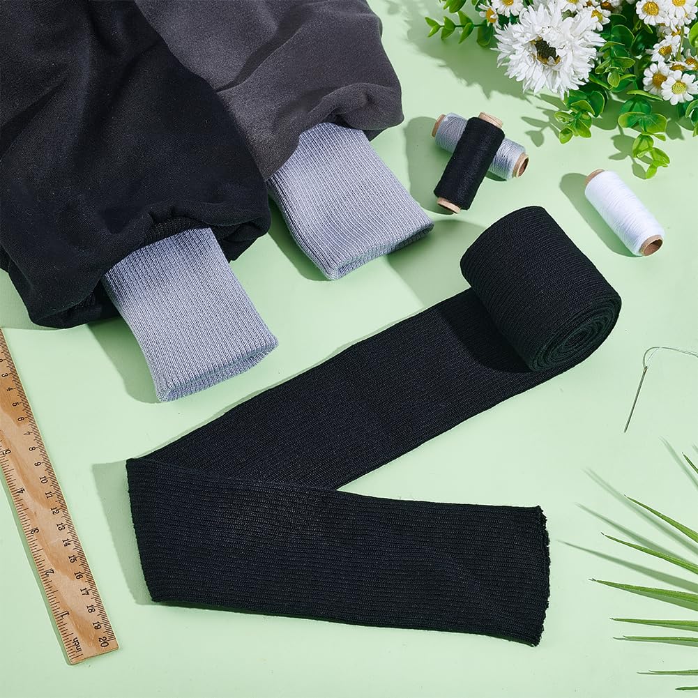 BENECREAT bord-côte tricot noir 1,1m poignets veste