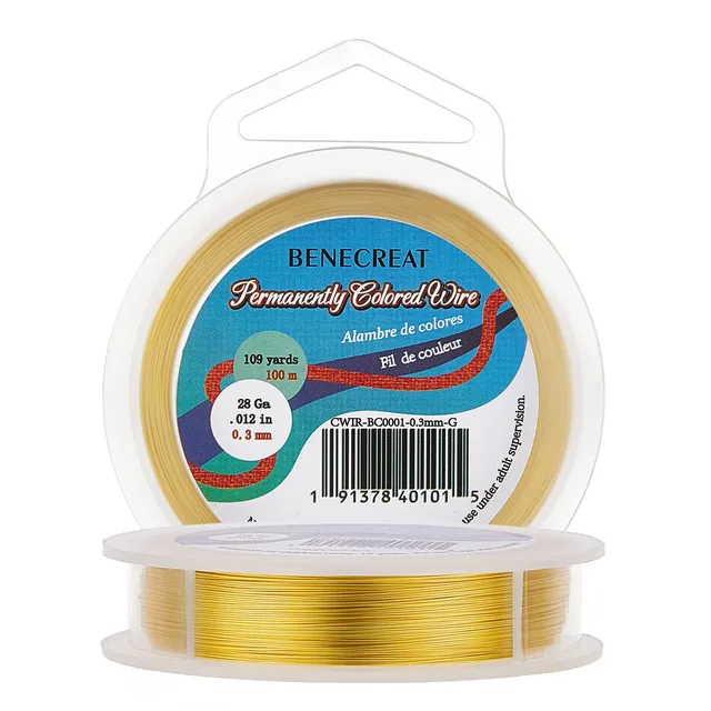 BENECREAT Fil Cuivre Or Bijoux 28 Gauge 100m 0.3mm