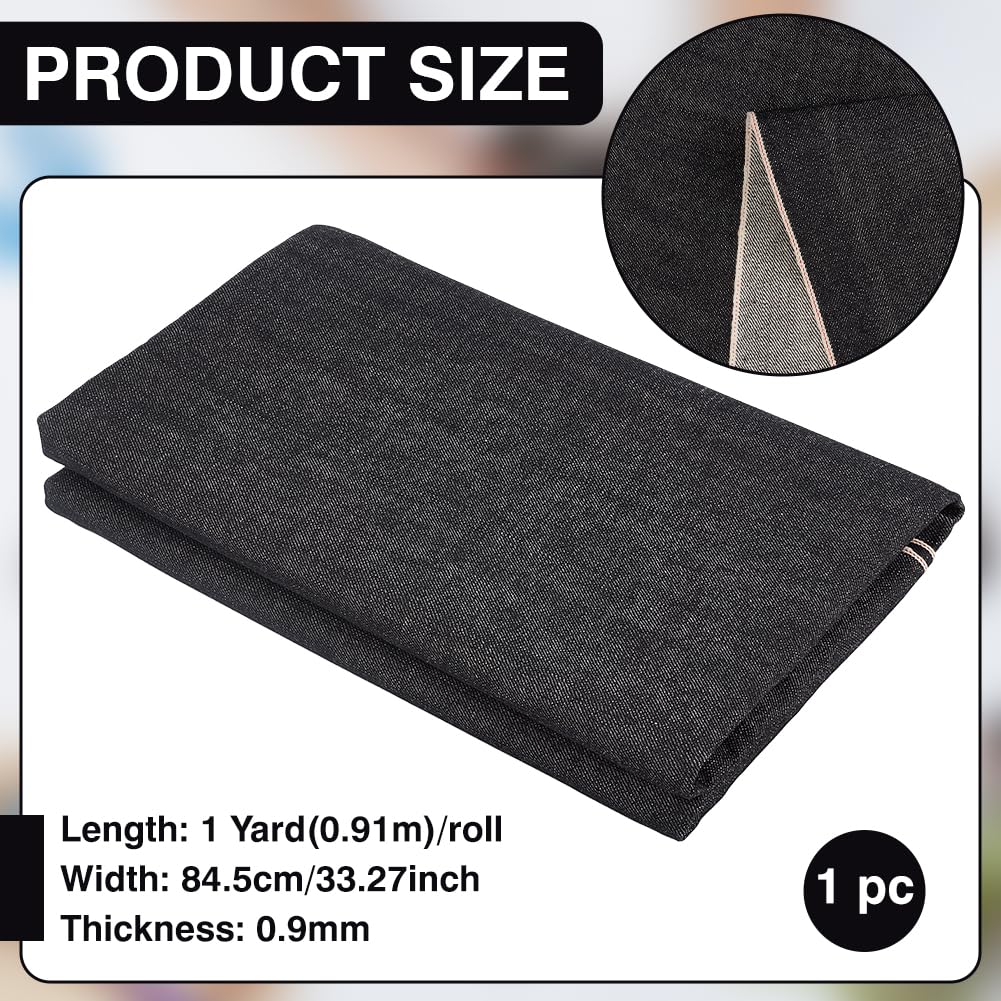 BENECREAT tissu denim brut selvedge noir 13oz 0,9m