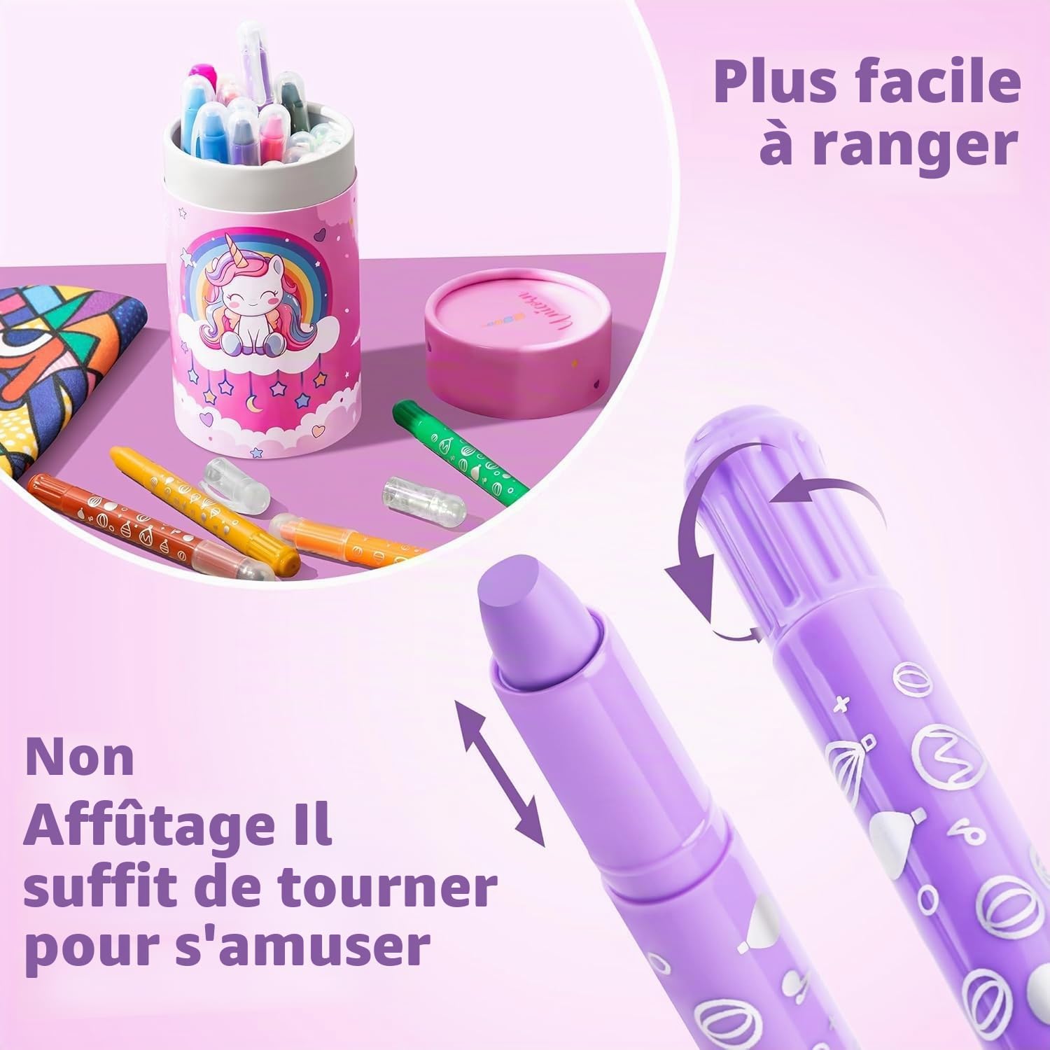 JYPS crayons enfants licorne 24 couleurs lavables
