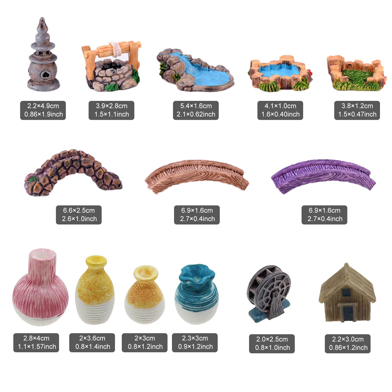 Cayway Style 2 Figurines Jardin Fées Miniatures 16 Pièces