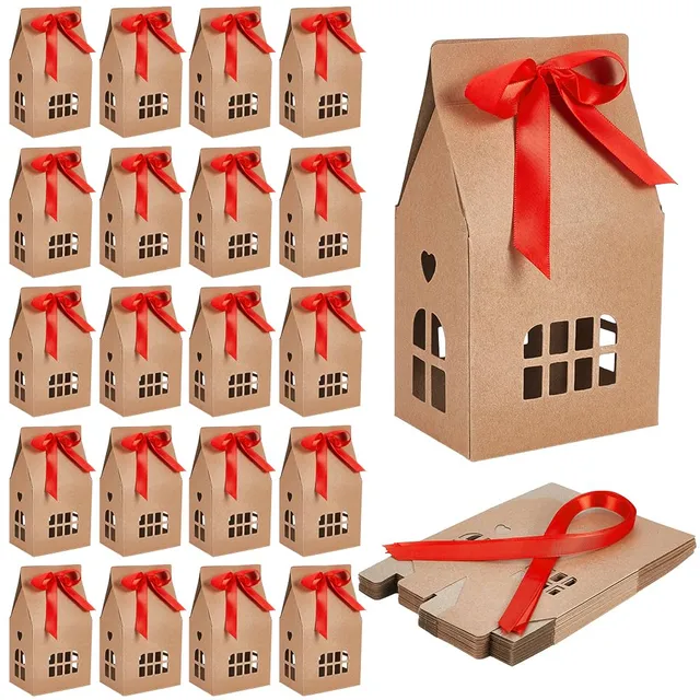 BENECREAT Boîtes Cadeau Maison Papier Kraft Marron 24 pcs