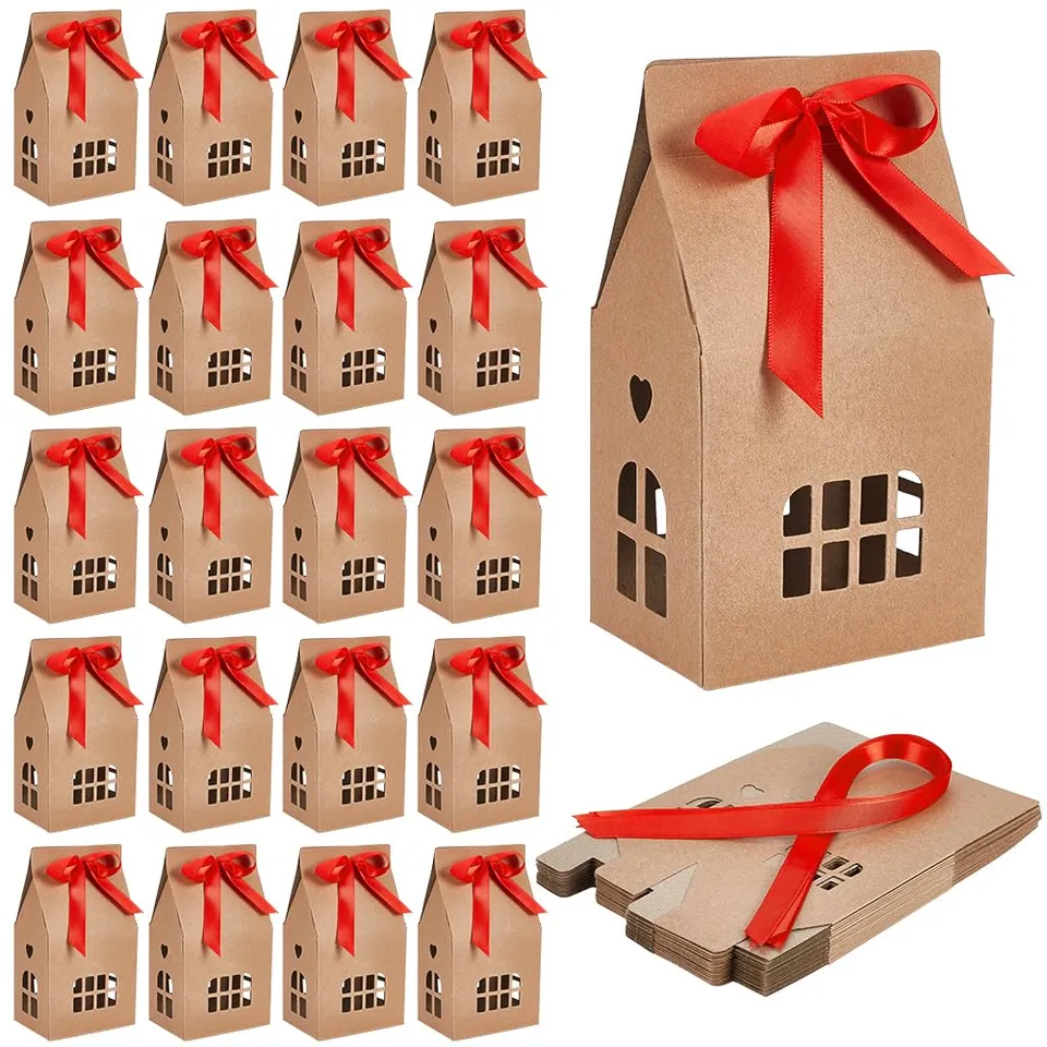 BENECREAT Boîtes Cadeau Maison Papier Kraft Marron 24 pcs